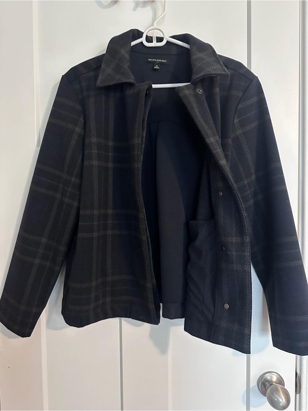 Banana Republic Gray Plaid Snap-Front Jacket